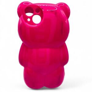 Hot Fuchsia Pink Plastic Teddy Bear IPhone 14 Plus Case Kawaii Cutecore Dopamine